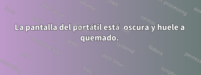 La pantalla del portátil está oscura y huele a quemado.