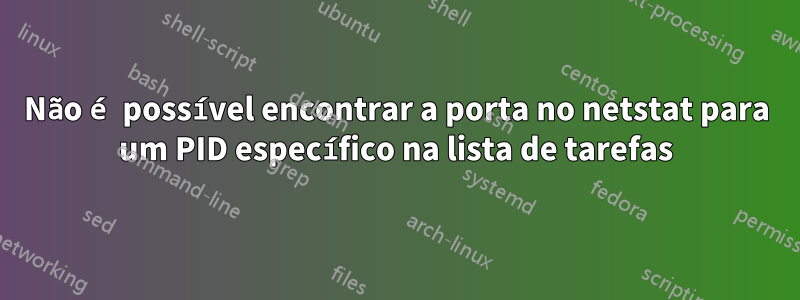 Não é possível encontrar a porta no netstat para um PID específico na lista de tarefas