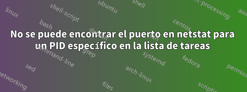 No se puede encontrar el puerto en netstat para un PID específico en la lista de tareas