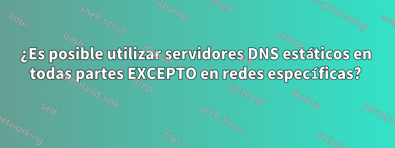 ¿Es posible utilizar servidores DNS estáticos en todas partes EXCEPTO en redes específicas?