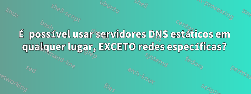 É possível usar servidores DNS estáticos em qualquer lugar, EXCETO redes específicas?