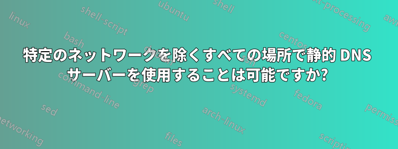 特定のネットワークを除くすべての場所で静的 DNS サーバーを使用することは可能ですか?