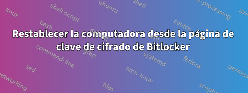 Restablecer la computadora desde la página de clave de cifrado de Bitlocker