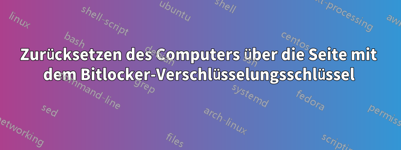 Zurücksetzen des Computers über die Seite mit dem Bitlocker-Verschlüsselungsschlüssel