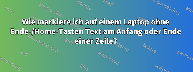 Wie markiere ich auf einem Laptop ohne Ende-/Home-Tasten Text am Anfang oder Ende einer Zeile?