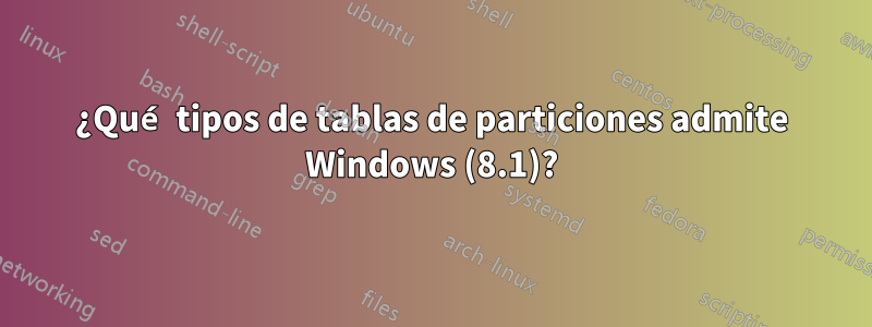 ¿Qué tipos de tablas de particiones admite Windows (8.1)?