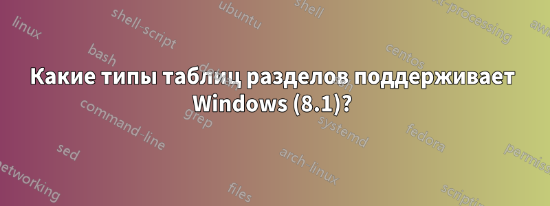 Какие типы таблиц разделов поддерживает Windows (8.1)?