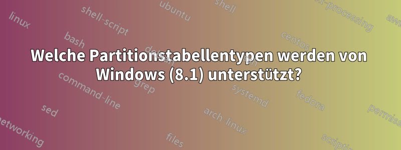 Welche Partitionstabellentypen werden von Windows (8.1) unterstützt?