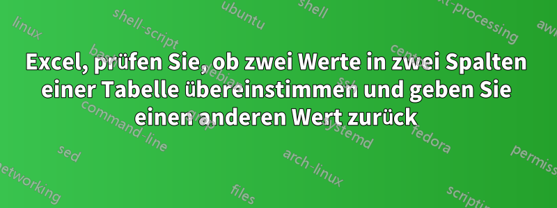Excel, prüfen Sie, ob zwei Werte in zwei Spalten einer Tabelle übereinstimmen und geben Sie einen anderen Wert zurück