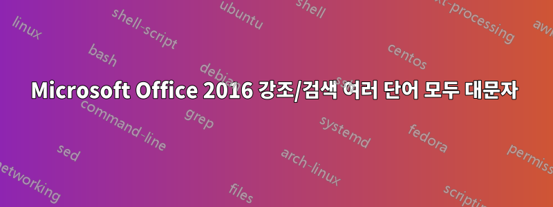 Microsoft Office 2016 강조/검색 여러 단어 모두 대문자