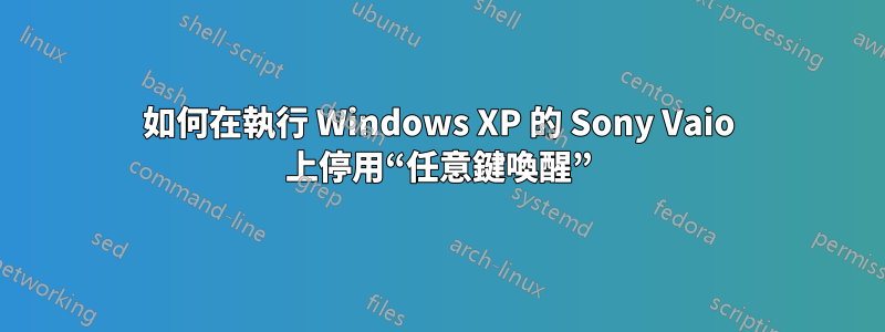 如何在執行 Windows XP 的 Sony Vaio 上停用“任意鍵喚醒”