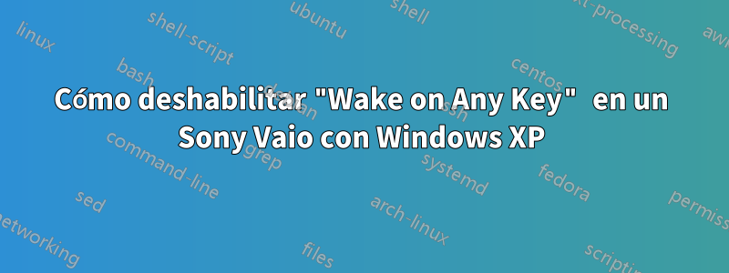 Cómo deshabilitar "Wake on Any Key" en un Sony Vaio con Windows XP