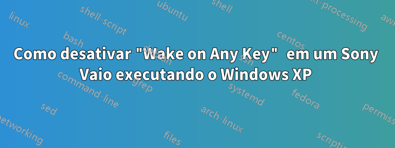 Como desativar "Wake on Any Key" em um Sony Vaio executando o Windows XP