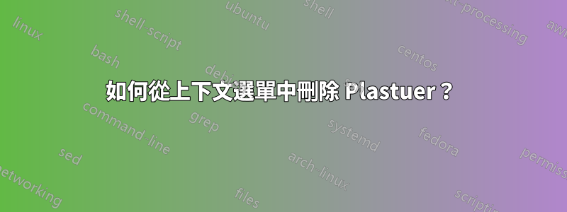 如何從上下文選單中刪除 Plastuer？