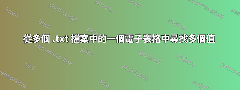 從多個 .txt 檔案中的一個電子表格中尋找多個值