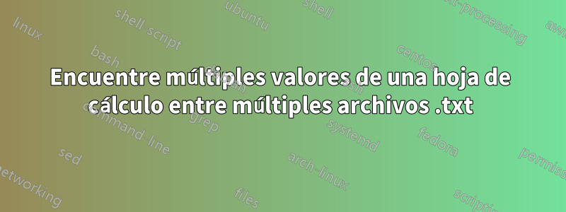 Encuentre múltiples valores de una hoja de cálculo entre múltiples archivos .txt