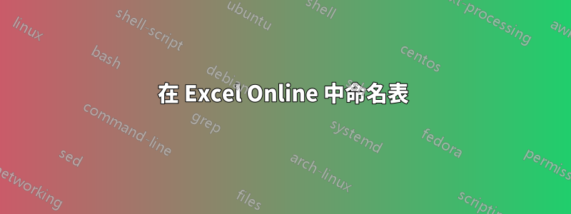 在 Excel Online 中命名表