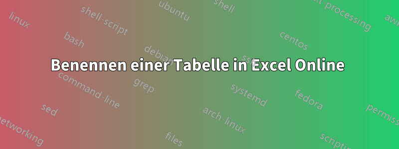 Benennen einer Tabelle in Excel Online