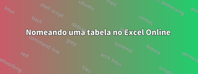 Nomeando uma tabela no Excel Online