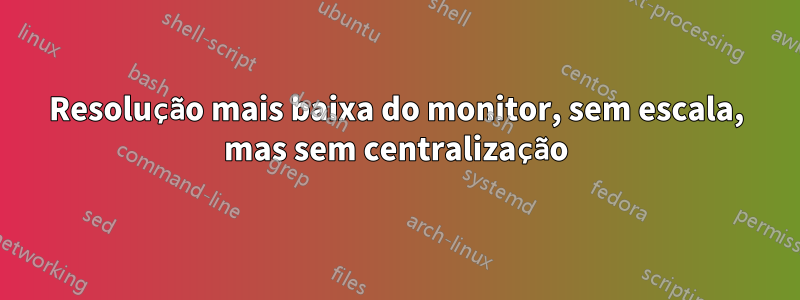 Resolução mais baixa do monitor, sem escala, mas sem centralização