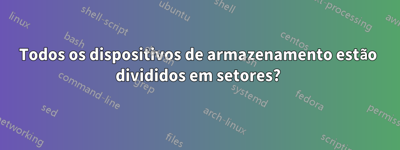 Todos os dispositivos de armazenamento estão divididos em setores?