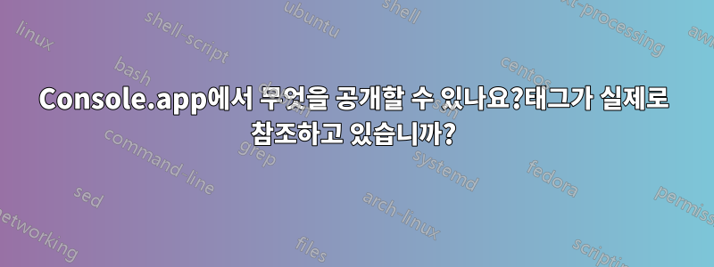 Console.app에서 무엇을 공개할 수 있나요?태그가 실제로 참조하고 있습니까?