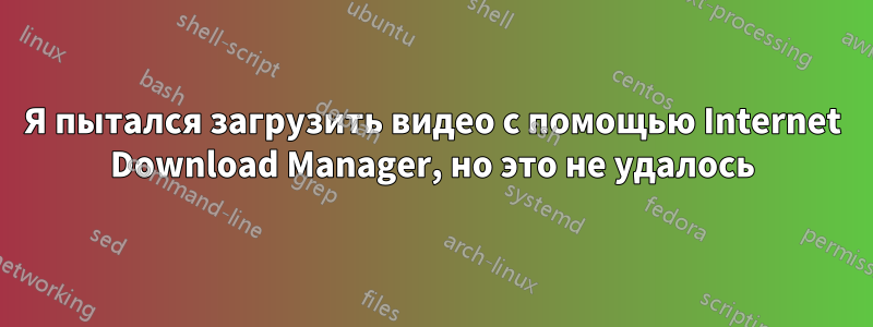 Я пытался загрузить видео с помощью Internet Download Manager, но это не удалось