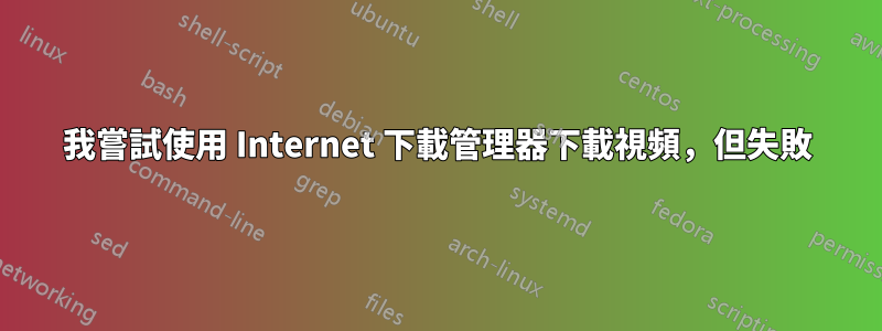 我嘗試使用 Internet 下載管理器下載視頻，但失敗