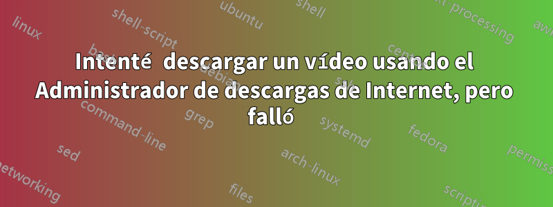 Intenté descargar un vídeo usando el Administrador de descargas de Internet, pero falló