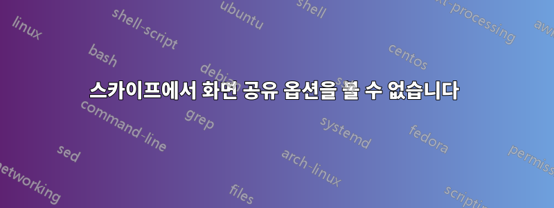 스카이프에서 화면 공유 옵션을 볼 수 없습니다