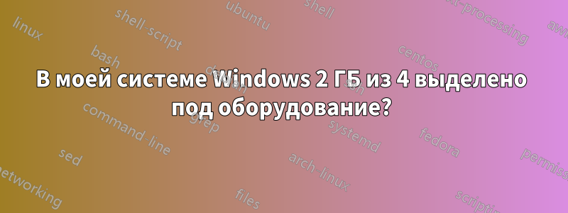 В моей системе Windows 2 ГБ из 4 выделено под оборудование?