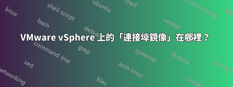 VMware vSphere 上的「連接埠鏡像」在哪裡？