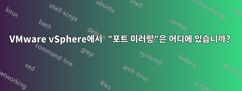 VMware vSphere에서 "포트 미러링"은 어디에 있습니까?