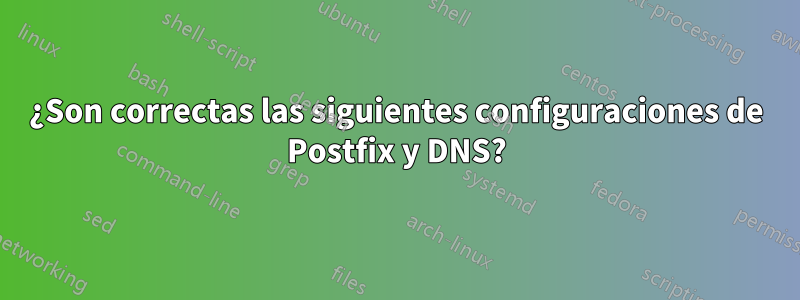 ¿Son correctas las siguientes configuraciones de Postfix y DNS?