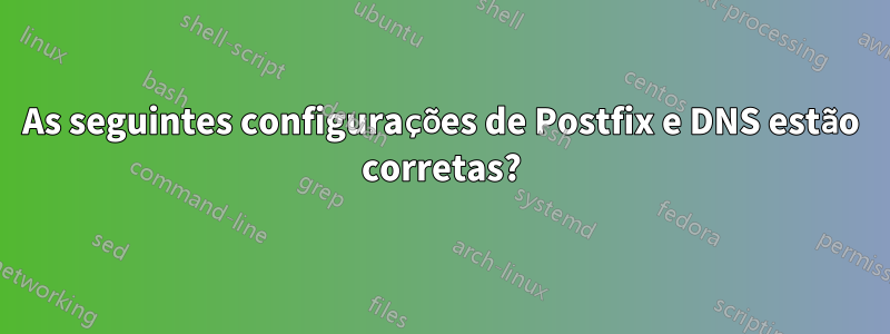 As seguintes configurações de Postfix e DNS estão corretas?