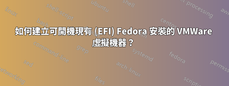 如何建立可開機現有 (EFI) Fedora 安裝的 VMWare 虛擬機器？