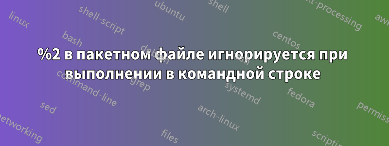 %2 в пакетном файле игнорируется при выполнении в командной строке