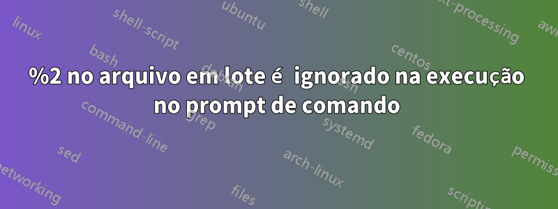 %2 no arquivo em lote é ignorado na execução no prompt de comando