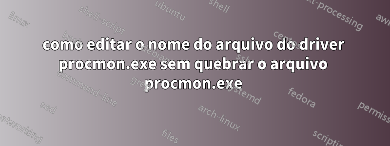 como editar o nome do arquivo do driver procmon.exe sem quebrar o arquivo procmon.exe