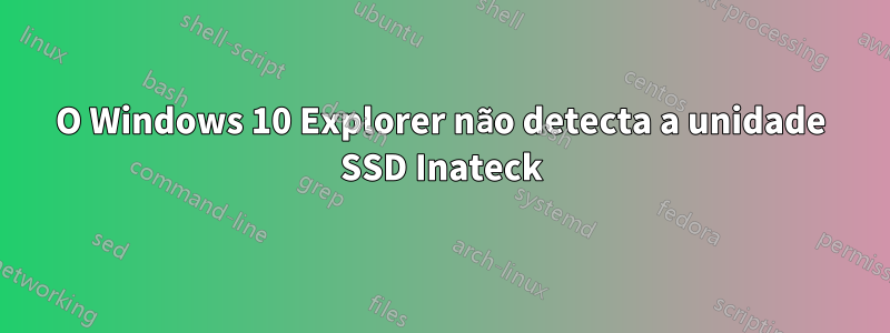 O Windows 10 Explorer não detecta a unidade SSD Inateck