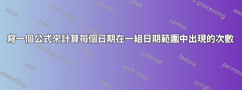 寫一個公式來計算每個日期在一組日期範圍中出現的次數