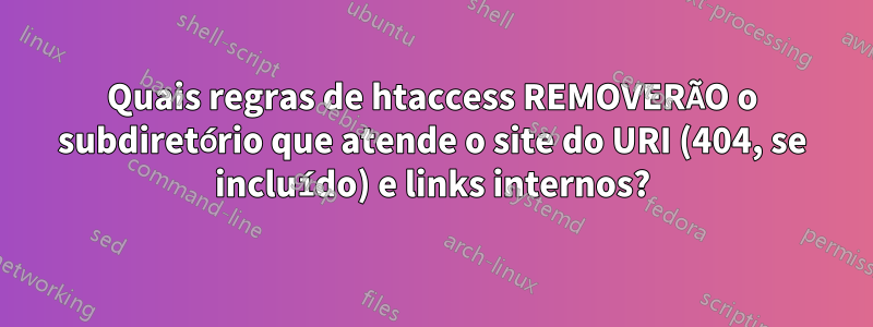 Quais regras de htaccess REMOVERÃO o subdiretório que atende o site do URI (404, se incluído) e links internos?