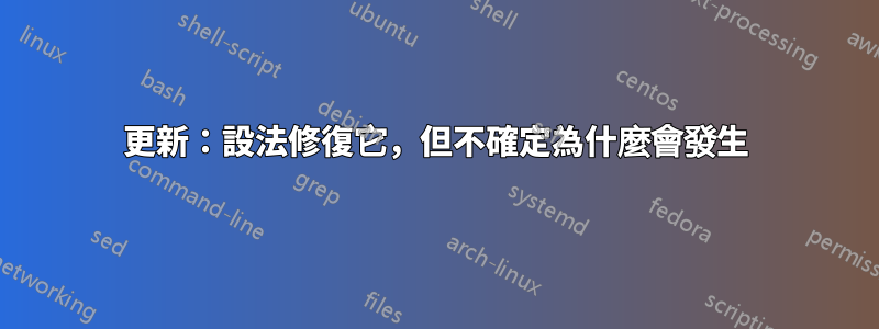 更新：設法修復它，但不確定為什麼會發生