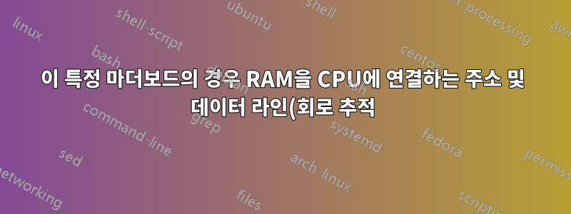 이 특정 마더보드의 경우 RAM을 CPU에 연결하는 주소 및 데이터 라인(회로 추적)은 어디에 있습니까?
