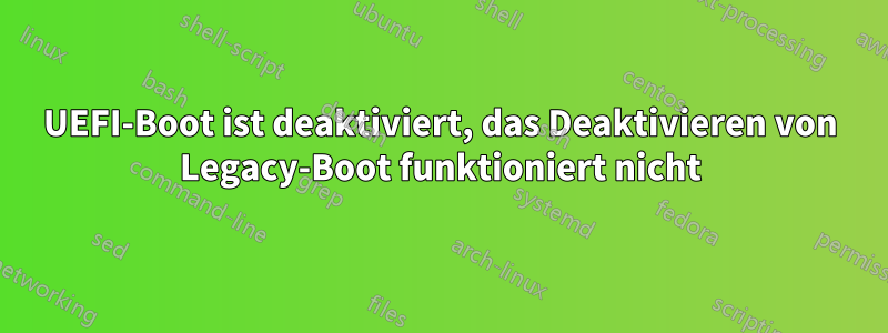 UEFI-Boot ist deaktiviert, das Deaktivieren von Legacy-Boot funktioniert nicht