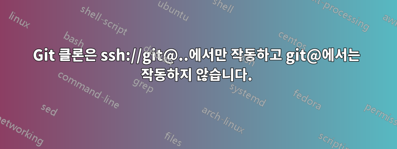 Git 클론은 ssh://git@..에서만 작동하고 git@에서는 작동하지 않습니다.