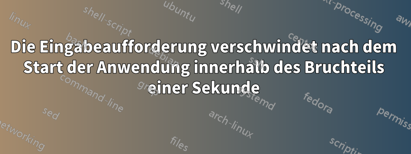 Die Eingabeaufforderung verschwindet nach dem Start der Anwendung innerhalb des Bruchteils einer Sekunde