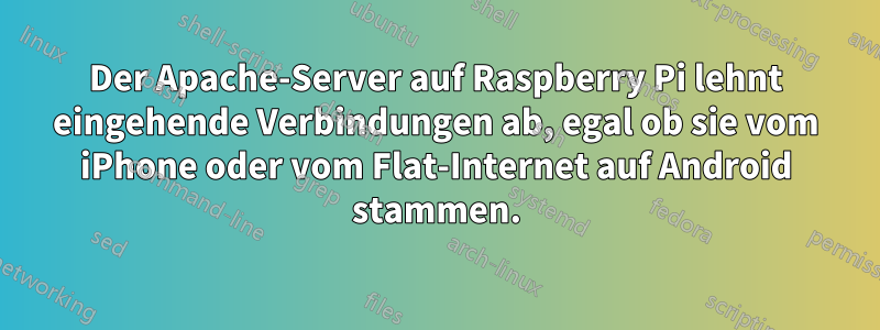 Der Apache-Server auf Raspberry Pi lehnt eingehende Verbindungen ab, egal ob sie vom iPhone oder vom Flat-Internet auf Android stammen.