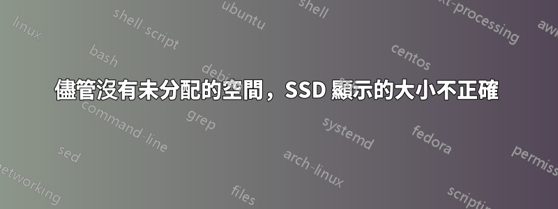 儘管沒有未分配的空間，SSD 顯示的大小不正確