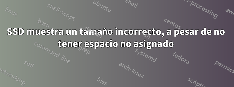 SSD muestra un tamaño incorrecto, a pesar de no tener espacio no asignado